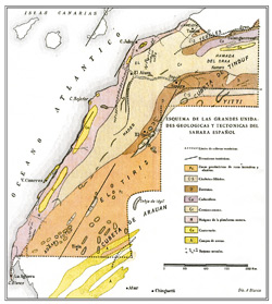 Carta geológica y tectónica del Sahara Occidental, de mediados del siglo XIX